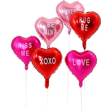 Load image into Gallery viewer, 12 pcs Heart Balloons,18" Foil Love Balloons Mylar Balloons, XOXO LOVE SWEET BE MINE heart balloons Valentines Day Decorations Balloons for Valentines Day,Propose Marriage,Wedding Party,Wedding Décor Anniversary Backdrop & Birthday Party Supplies (TEXT HE