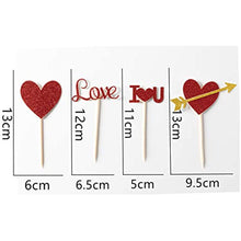 Load image into Gallery viewer, 24pcs Red Heart Cupcake topper Glitter Red Heart Cupake Toppers Picks Cake Topper Decoration for Sweet Love Theme Wedding Engagement,Valentine's Day Bridal Shower Party Cake Decors (24pcs Red Gold heart)