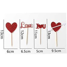 Load image into Gallery viewer, 24pcs Red Heart Cupcake topper Glitter Red Heart Cupake Toppers Picks Cake Topper Decoration for Sweet Love Theme Wedding Engagement,Valentine's Day Bridal Shower Party Cake Decors (24pcs Red heart)