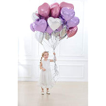 Load image into Gallery viewer, 12 pcs Heart Shape Balloon Purple, Pink, Silver Heart Shape Balloon Love Balloon 18 inch inch for Wedding Baby Shower Birthday Valentine's Day Party Supplies (love-12pcs-heart-balloon)