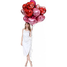 Load image into Gallery viewer, 18 pcs Heart Balloons 18" Foil Love Balloons with Letter Mylar Balloons heart balloons for Valentines Day Propose Marriage Wedding Anniversary Backdrop Birthday Party Supplies (Red+Pink+RSG)