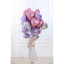 Load image into Gallery viewer, 12 pcs Heart Shape Balloon Purple, Pink, Silver Heart Shape Balloon Love Balloon 18 inch inch for Wedding Baby Shower Birthday Valentine's Day Party Supplies (love-12pcs-heart-balloon)