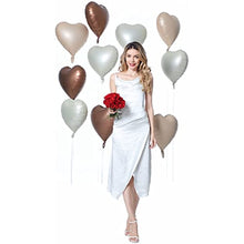 Load image into Gallery viewer, 24 pcs Boho Heart Balloons 18" Foil Love Balloons Blush Nude Dusty Brown White Sand Balloons for Valentines Day Propose Marriage Wedding Anniversary Backdrop Birthday Party Supplies (Boho)