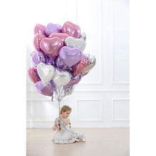Load image into Gallery viewer, 12 pcs Heart Shape Balloon Purple, Pink, Silver Heart Shape Balloon Love Balloon 18 inch inch for Wedding Baby Shower Birthday Valentine's Day Party Supplies (love-12pcs-heart-balloon)