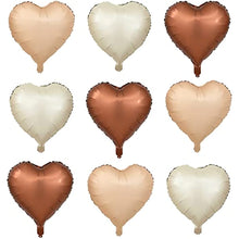 Load image into Gallery viewer, 24 pcs Boho Heart Balloons 18" Foil Love Balloons Blush Nude Dusty Brown White Sand Balloons for Valentines Day Propose Marriage Wedding Anniversary Backdrop Birthday Party Supplies (Boho)