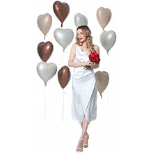Load image into Gallery viewer, 24 pcs Boho Heart Balloons 18" Foil Love Balloons Blush Nude Dusty Brown White Sand Balloons for Valentines Day Propose Marriage Wedding Anniversary Backdrop Birthday Party Supplies (Boho)