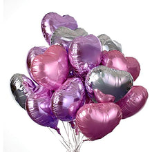 Load image into Gallery viewer, 12 pcs Heart Shape Balloon Purple, Pink, Silver Heart Shape Balloon Love Balloon 18 inch inch for Wedding Baby Shower Birthday Valentine's Day Party Supplies (love-12pcs-heart-balloon)