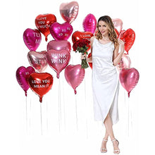 Load image into Gallery viewer, 18 pcs Heart Balloons 18" Foil Love Balloons with Letter Mylar Balloons heart balloons for Valentines Day Propose Marriage Wedding Anniversary Backdrop Birthday Party Supplies (Red+Pink+RSG)
