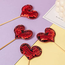 Load image into Gallery viewer, 20 pcs red heart cupcake topper Shiny Fish Scale Sequins Cake Topper Decoration for Sweet Love Theme Wedding Engagement,Valentine's Day Bridal Shower Party Cake Decors (20pcs Red heart)