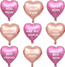 Load image into Gallery viewer, 18 Pcs Mother’s Day Party Balloons Kit Decorations 16 inch Foil Balloon Set Happy Mother's Day Best Mom Balloon Set Heart Shape Set Decoration for Mother's Day Decoration (ROSE GOLD PINK)