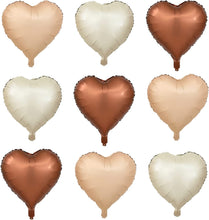 Load image into Gallery viewer, 24 pcs Boho Heart Balloons 18" Foil Love Balloons Blush Nude Dusty Brown White Sand Balloons for Valentines Day Propose Marriage Wedding Anniversary Backdrop Birthday Party Supplies (Boho)