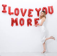 Load image into Gallery viewer, 16 Inch I LOVE YOU Alphabet Letters Foil Balloons Set for Valentines Day,Propose Marriage,Wedding Party,Anniversary Backdrop Party Supplies for her,girlfriend (I Love You More(Red))