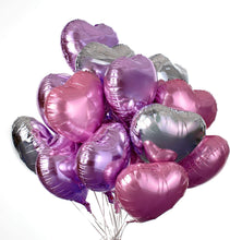 Load image into Gallery viewer, 12 pcs Heart Shape Balloon Purple, Pink, Silver Heart Shape Balloon Love Balloon 18 inch inch for Wedding Baby Shower Birthday Valentine's Day Party Supplies (love-12pcs-heart-balloon)
