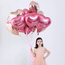 Load image into Gallery viewer, 18 Pcs Mother’s Day Party Balloons Kit Decorations 16 inch Foil Balloon Set Happy Mother's Day Best Mom Balloon Set Heart Shape Set Decoration for Mother's Day Decoration (ROSE GOLD PINK)