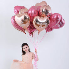 Load image into Gallery viewer, 18 Pcs Mother’s Day Party Balloons Kit Decorations 16 inch Foil Balloon Set Happy Mother's Day Best Mom Balloon Set Heart Shape Set Decoration for Mother's Day Decoration (ROSE GOLD PINK)