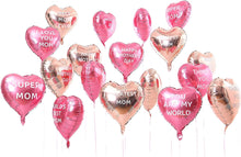 Load image into Gallery viewer, 18 Pcs Mother’s Day Party Balloons Kit Decorations 16 inch Foil Balloon Set Happy Mother's Day Best Mom Balloon Set Heart Shape Set Decoration for Mother's Day Decoration (ROSE GOLD PINK)